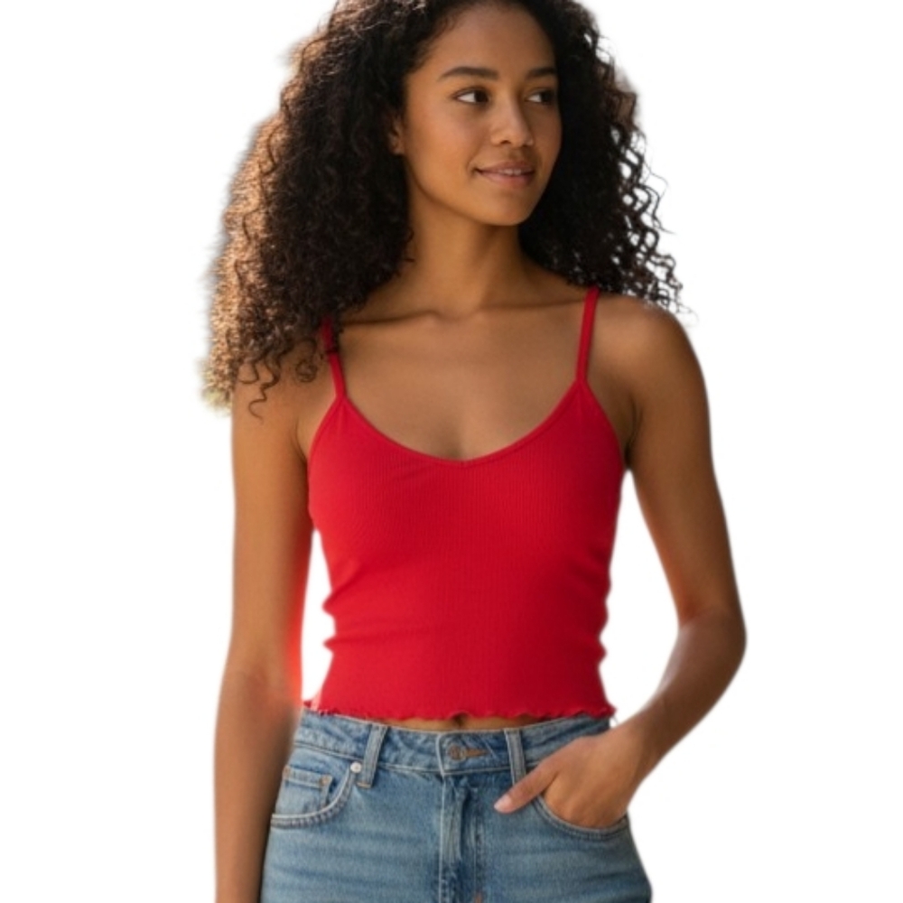 Laura Ashley Red Ribbed Camisole Sz.XL EUC.